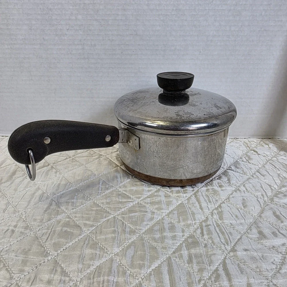 1801 Revere Ware 1 Qt Saucepan Pot Copper Bottom Stainless Clinton USA